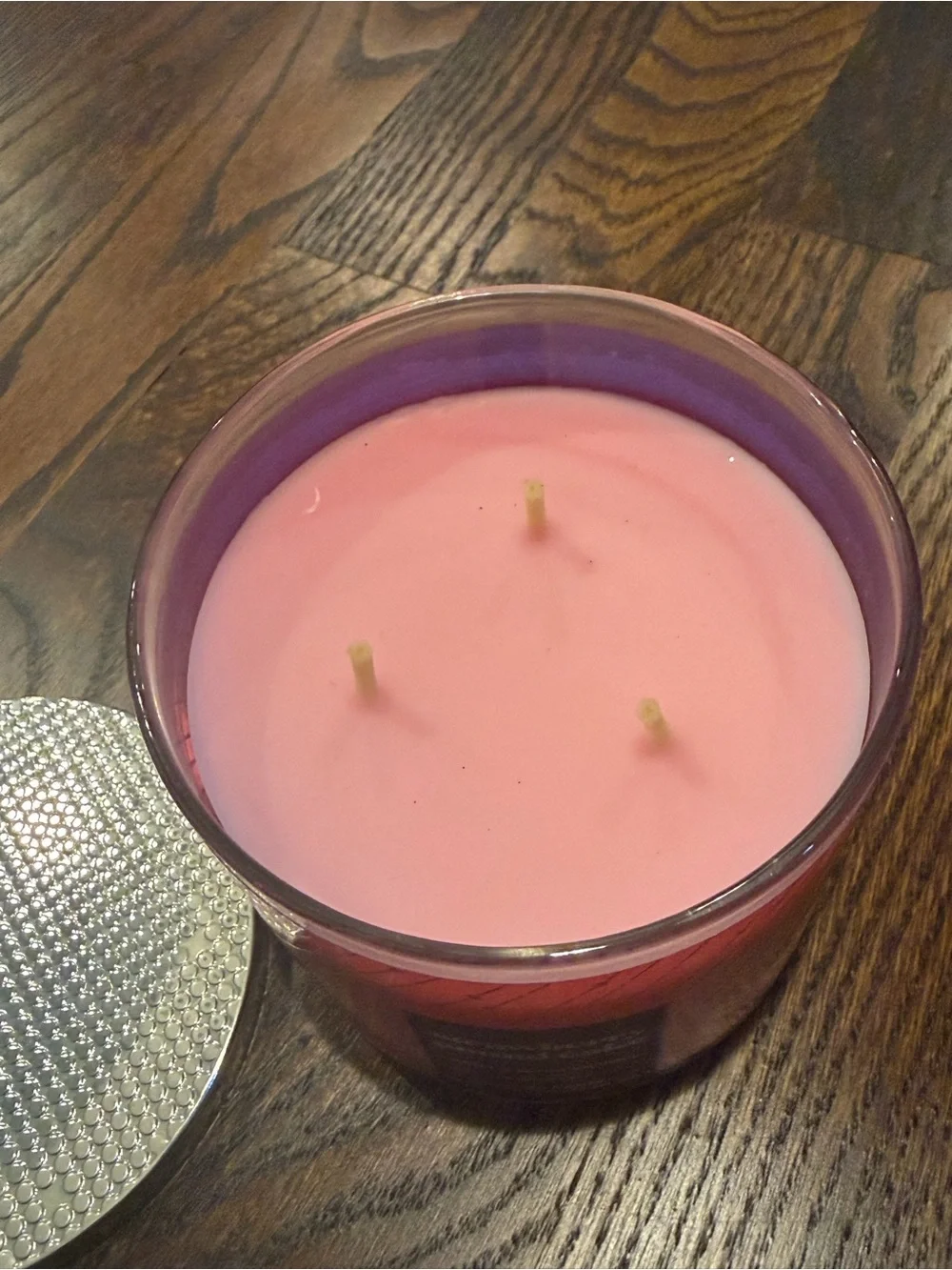 Bath & Body Works Pink Strawberry Pound Cake Candle with Gold Lid